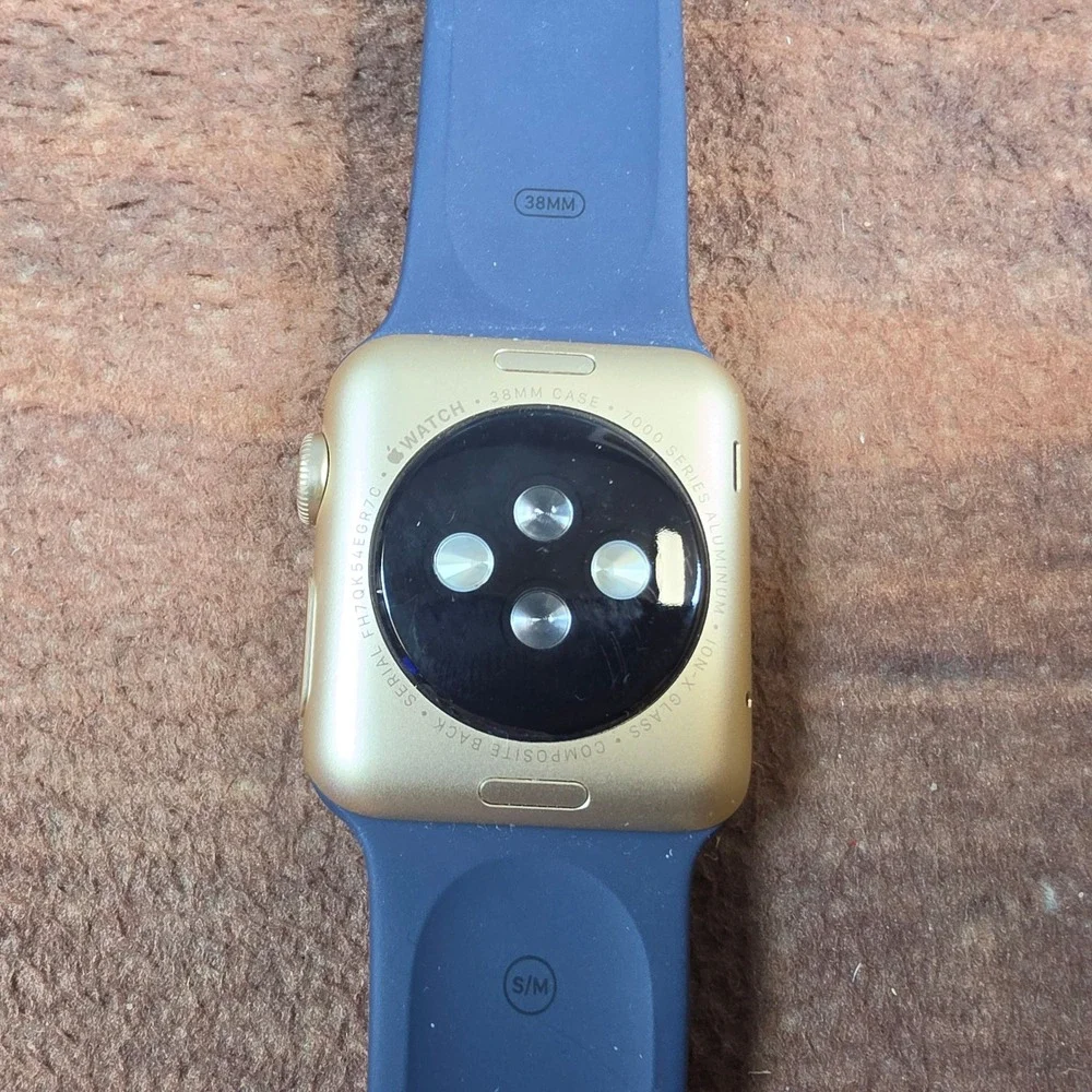 Apple Watch Sport 1st Gen 38mm Gold Aluminum Midnight Blue Excellent 7000 Series